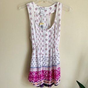 American Rag Sheer White Floral Sleeveless Blouse